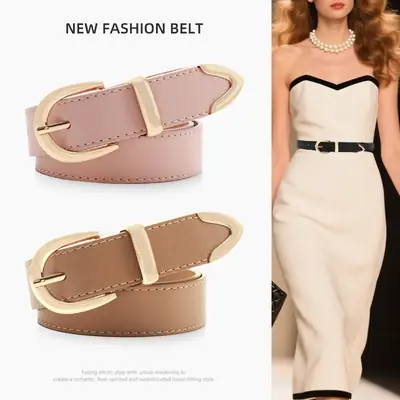 Navy High-End Women's Belt Set with Alloy Hardware