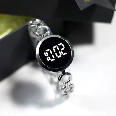 Digital Touch Screen Watch for Women Black Gold Silver
