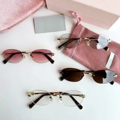 Korean Style New Fashion Rimless Old Money Style Sunglasses for Women Travel Photo Sunshade Trendy Plain Versatile Sunglasses