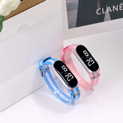 Pink Digital Watch with Waterproof Strap for Girls