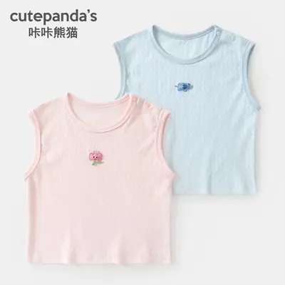 Kaka Panda Boys Sleeveless T-Shirt Pure Cotton Summer Casual Vest