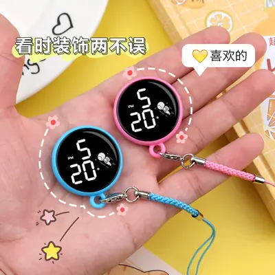 Touch Screen Waterproof Student Pendant Watch Yellow Keychain