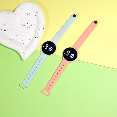 Korean Student Round Led Digital Watch Youth Waterproof Touch Screen