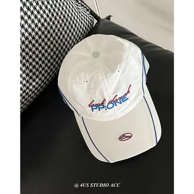 Women Baseball Cap Maroon White Contrast Embroidered