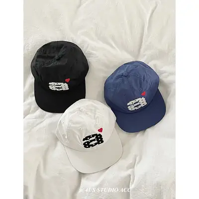 Korean Ig Heart Embroidered Baseball Caps for Women