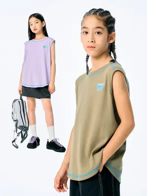 Girls Sleeveless T-Shirt Purple Cotton Summer Wear