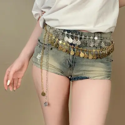 Women's Tassel Waist Belt with Metal Decor