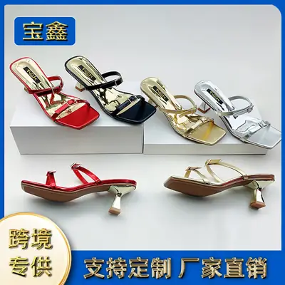 High-Heeled Square Toe Sandals for Women
