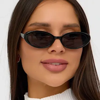 Retro Oval Sunglasses Black Cross-Border Summer Outdoor