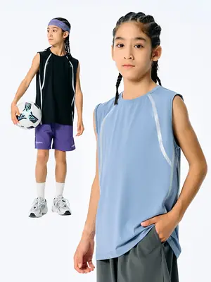 Kids Sleeveless Vest Light Blue Quick-Dry Summer Wear