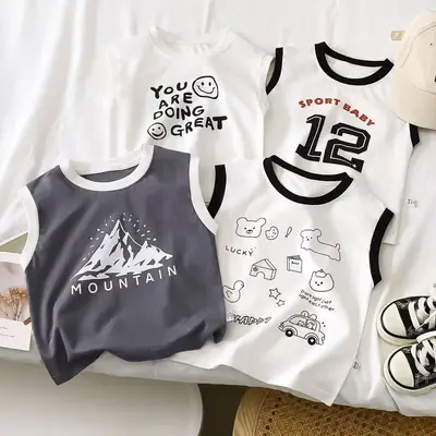 Children's Sleeveless Cotton Tops Set for Summer