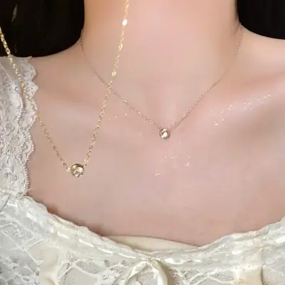 Single Diamond Zircon Necklace for Women