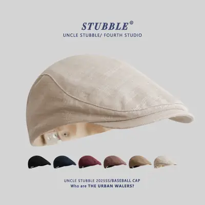 Summer Thin Cotton Linen Cap for Men Women British Style