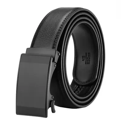 Men's Genuine Leather Belt with Automatic Buckle Black