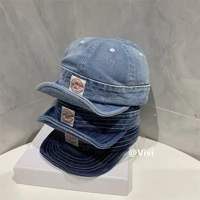 2025 Men's Blue Denim Dome Cap with Soft Brim