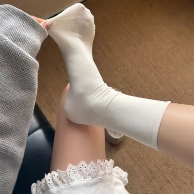 Summer Thin Socks for Women 2025 New Popular Style Class a Baby Cotton Pure Cotton Mid-Calf Socks Summer White Slouch Socks