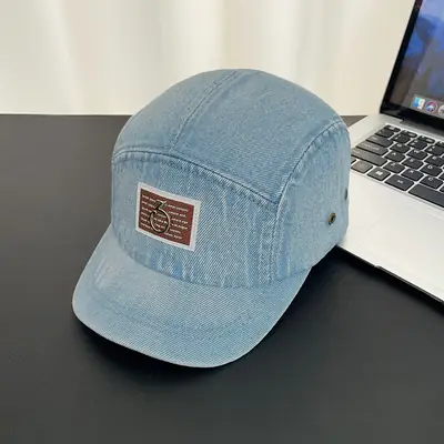 Vintage Washed Denim Cap for Women Japanese Style Short Bim Hip Hop Cap for Men