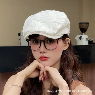 Women's Korean Style Pleated Cap Forward Face Slimmer Duckbill