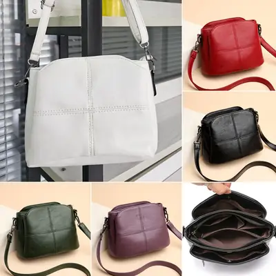 Women Crossbody Bag Purple Leather Large Capacity