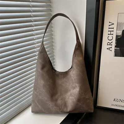Brown Velvet Shoulder Tote Bag for Women 2025