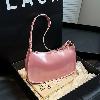 2025 Pink Glossy Korean Style Crossbody Bag