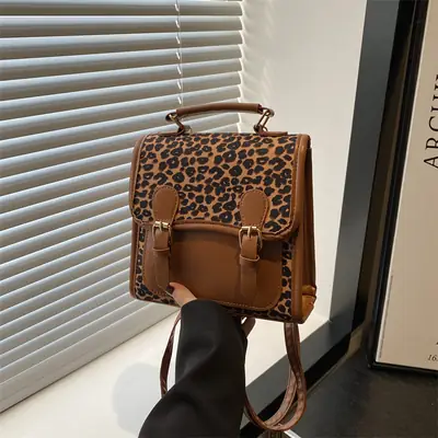 Retro Leopard Print Mini Shoulder Messenger Bag
