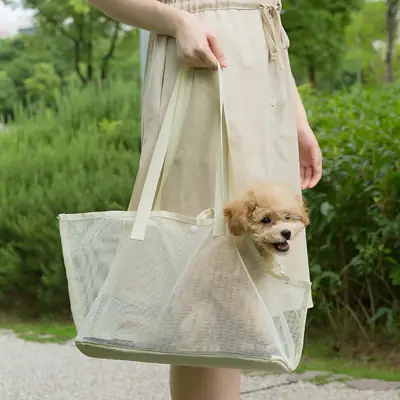 Foldable Pet Bag for Dogs & Cats, Breathable Mesh Shoulder Crossbody