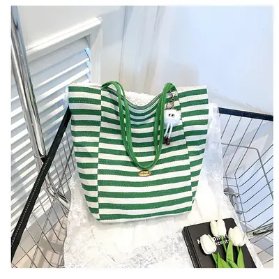 Green Striped Women's Shoulder Bag Wholesale Korean Hot Selling