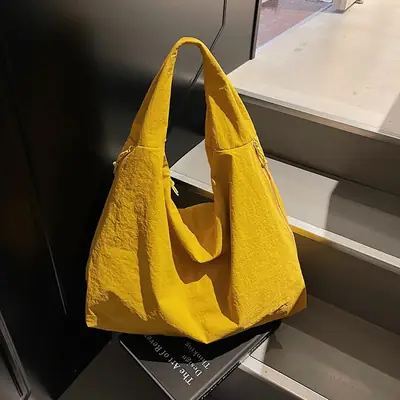 Yellow Canvas Large Shoulder Bag 2025