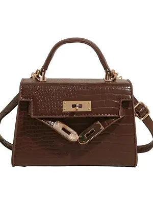 Brown Croc Leather Satchel Bag for Women 2025