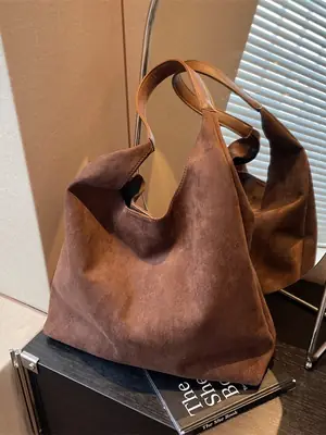 Women Cross-Border Soft Suede Bucket Bag Brown 2025