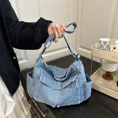 Lightweight Denim Crossbody Bag for Women