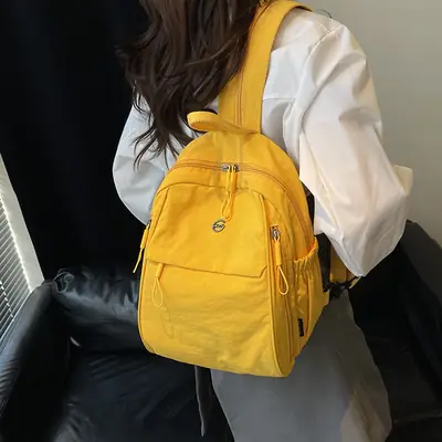 Yellow Oxford Cloth Crossbody Backpack for Women