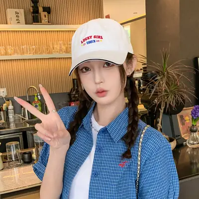Women Blue Checkered Baseball Cap 2025 Summer