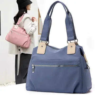 Blue Large Capacity Shoulder Bag for Women