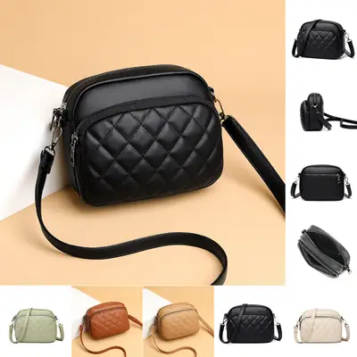 Women's Black Quilted Shoulder Crossbody Bag 2025