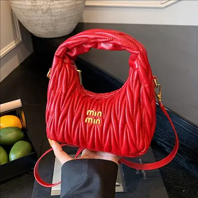 Red Pleated Crossbody Bag for Women 2025