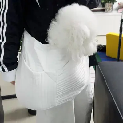 White Faux Fur Crossbody Bag for Pets Gardening