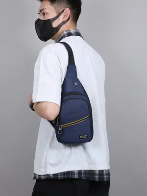 Men's Navy Blue Crossbody Bag for Business & Sports Use