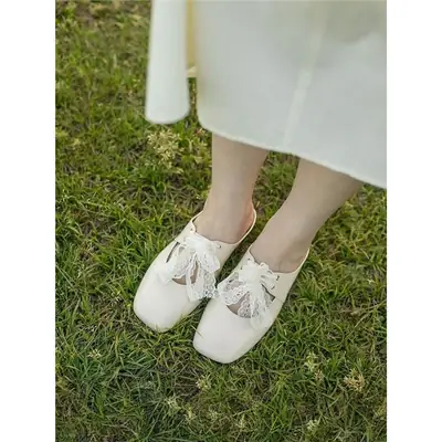 Hotwind Ballet-Style Women's Shoes 2026 Summer New Lace Outdoor Sandals Versatile Slip-On Slippers