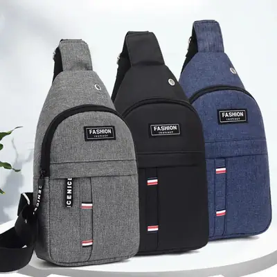New Men's Crossbody Chest Bag Canvas Casual Korean Style Small Backpack