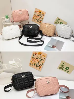 Quilted Embroidered Crossbody Bag for Women