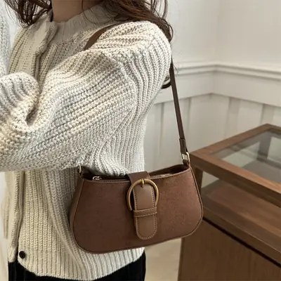 Frosted Crossbody Bag Brown 2025 Summer