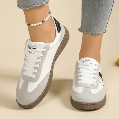 Foreign Trade Thick-Soled Moral Training Shoes for Women 2025 Spring and Summer New Breathable Sports White Shoes Flats-Soled Casual Sneakers Amazon