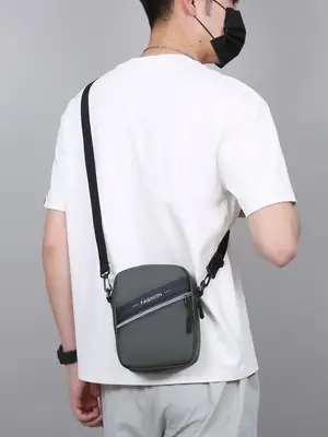 Men's Lightweight Crossbody Bag Black Multi Compartment