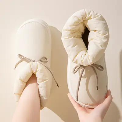 Women's Winter 2025 New Cotton Slippers for Going Out, Warm High-Top Cold-Proof Thick-Soled Thickened Cotton Slippers for Couples in Winter