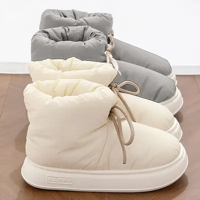 Women's Winter 2025 New Cotton Slippers for Going Out, Warm High-Top Indoor Thick-Soled Cotton Slippers for Couples in Winter