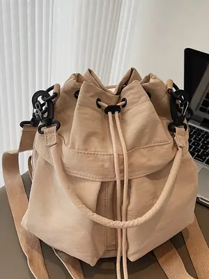 2025 New Summer Beige Bucket Bag Women's Korean Style