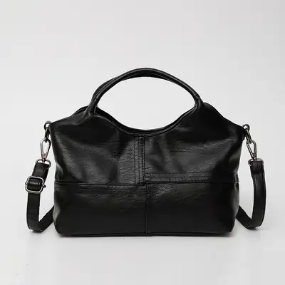 Black Leather Shoulder Bag 2025 Lightweight Commuting