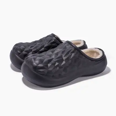 Half-Pack Cotton Slippers for Men and Women in Autumn and Winter Fleece-Lined to Heattech and Non-Slip Simple Indoor Home Plush Couple Wool Slippers